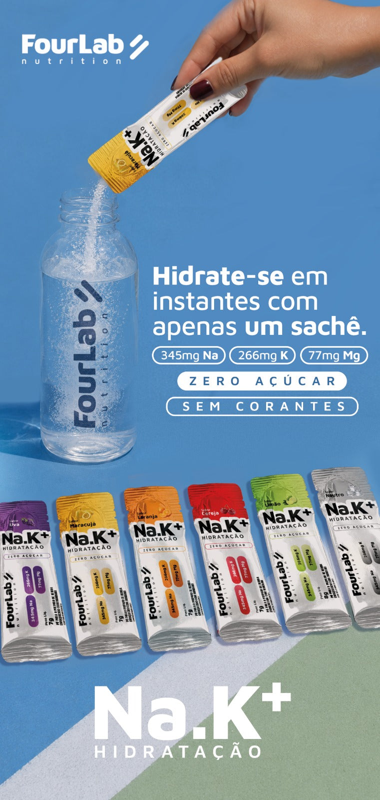 NaK+ FourLab Hidratação Display 12 Sachês | Universo Esporte